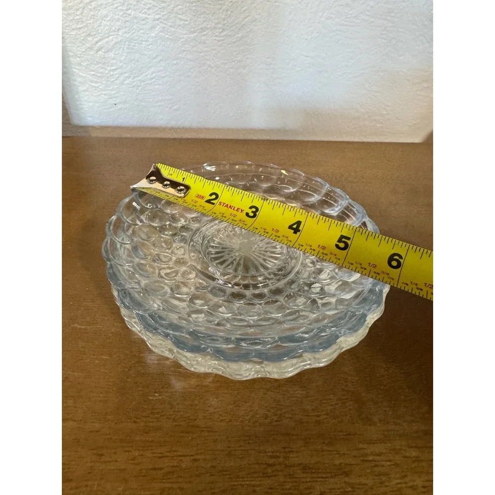 Vintage Set‎ of 4 Berry Bowls Clear Glass Bubble Pattern Dessert Saucers